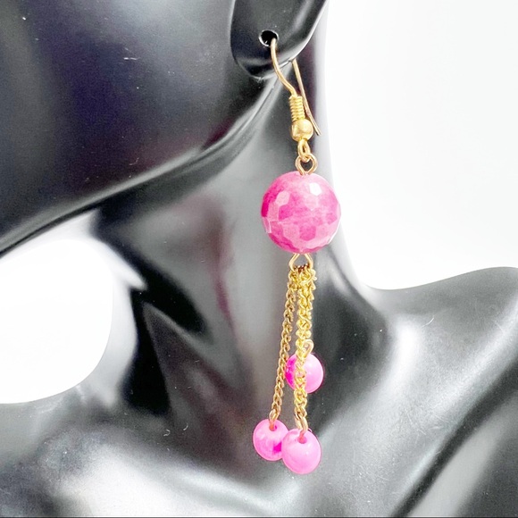Handmade Pink Ball Chain Lightweight Earring - Picture 5 of 5